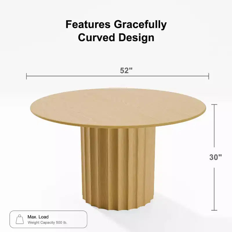 Dovelina 52 Round Dining Table Modern Wood Kitchen Table Dining Room Table for 6 People
