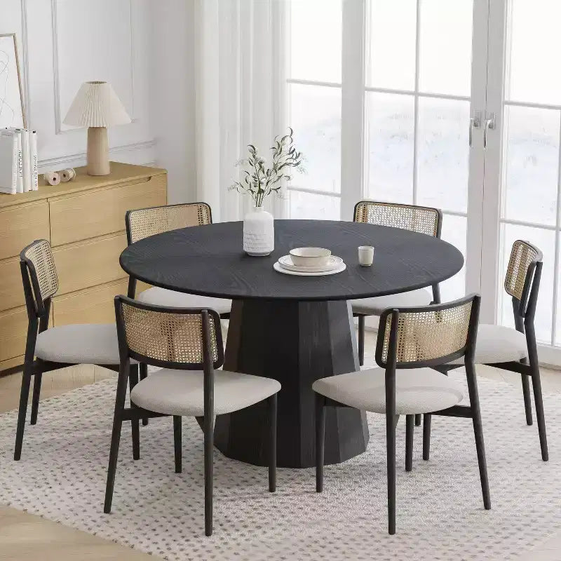 Dovelina 52 Round Dining Table Modern Wood Kitchen Table Dining Room Table for 6 People