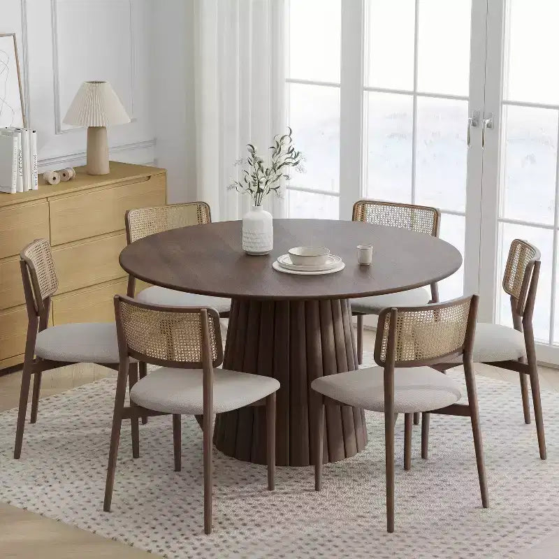 Dovelina 52 Round Dining Table Modern Wood Kitchen Table Dining Room Table for 6 People