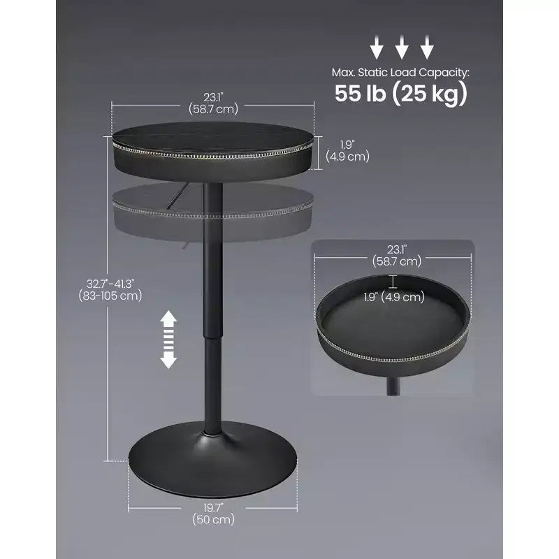 VASAGLE EKHO Collection - Height Adjustable Round Bar Table with Storage