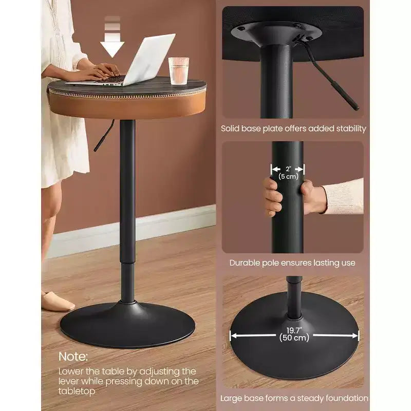 VASAGLE EKHO Collection - Height Adjustable Round Bar Table with Storage