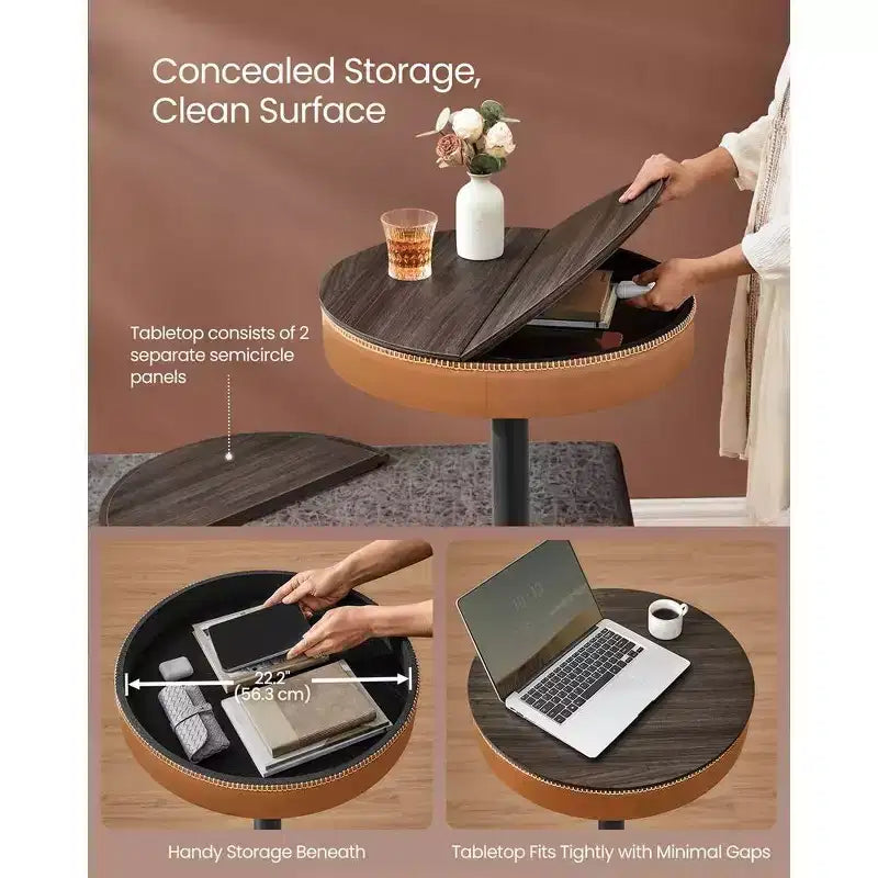 VASAGLE EKHO Collection - Height Adjustable Round Bar Table with Storage