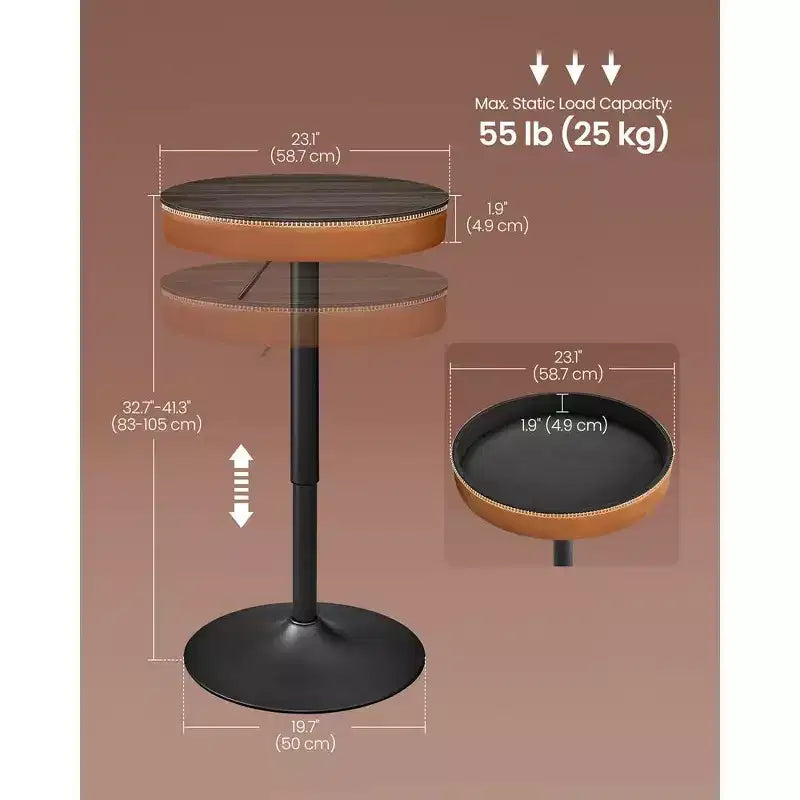 VASAGLE EKHO Collection - Height Adjustable Round Bar Table with Storage