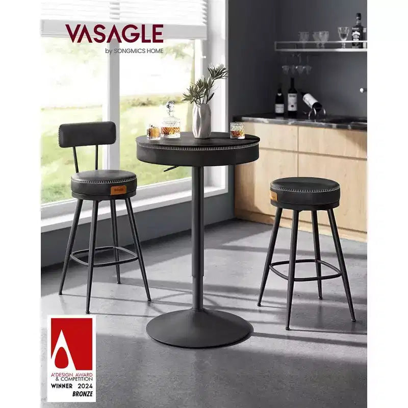 VASAGLE EKHO Collection - Height Adjustable Round Bar Table with Storage