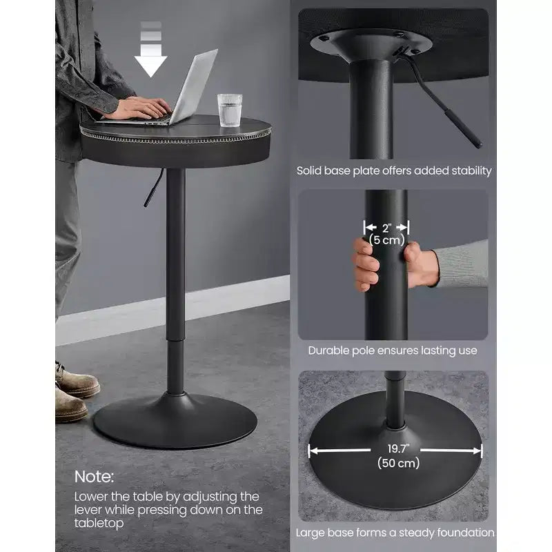 VASAGLE EKHO Collection - Height Adjustable Round Bar Table with Storage