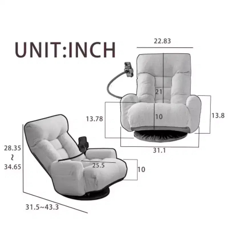 360 Swivel Gaming Chair, 5 Level Adjustable Ergonomic Chair with Built-in Spring Seat Bag, Floor Chair with Phone Holder Lazy Sofa Chair Game Rocker