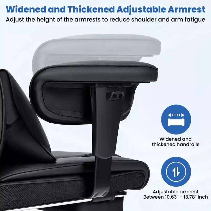 Hoffree Big & Tall Executive Leather Ergonomic Office Chair 450Lbs with 2-Point Massage Lumbar Support & Footrest