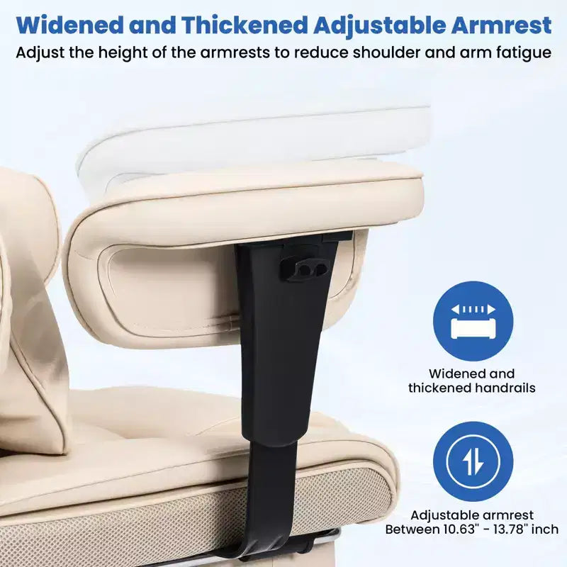 Hoffree Big & Tall Executive Leather Ergonomic Office Chair 450Lbs with 2-Point Massage Lumbar Support & Footrest