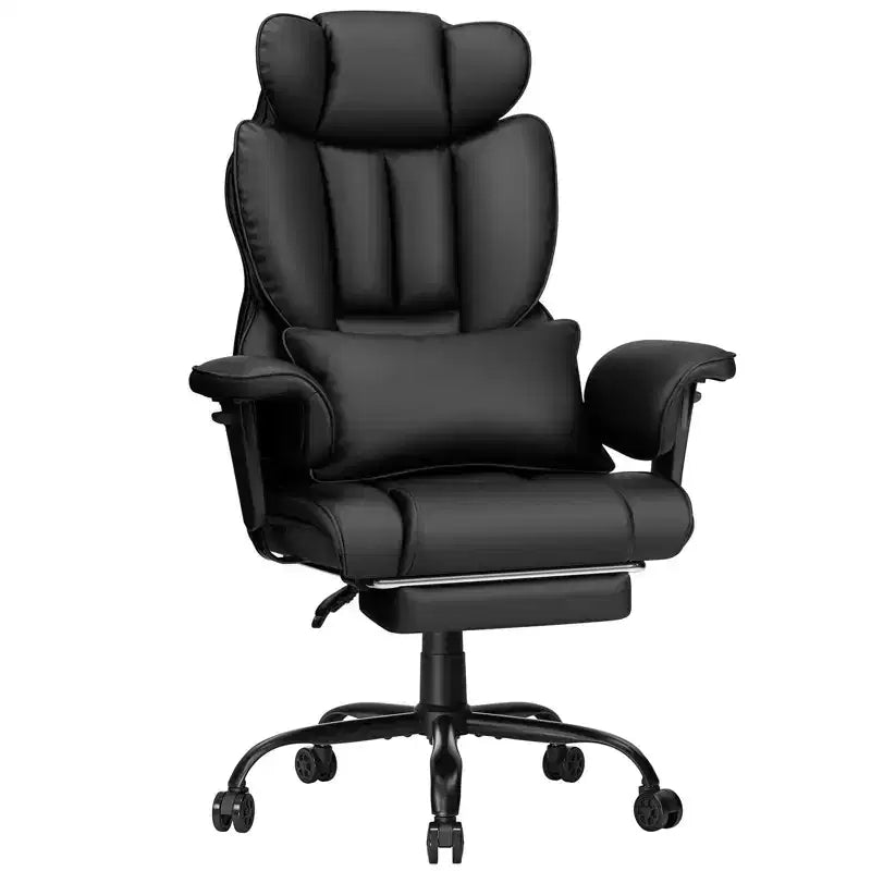 Hoffree Big & Tall Executive Leather Ergonomic Office Chair 450Lbs with 2-Point Massage Lumbar Support & Footrest