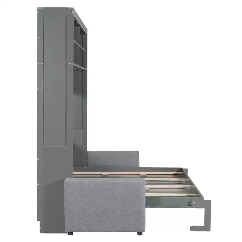 Queen Size Murphy Bed Wall Bed with 4-Seater Sofa and Storage Shelves-ModernLuxe