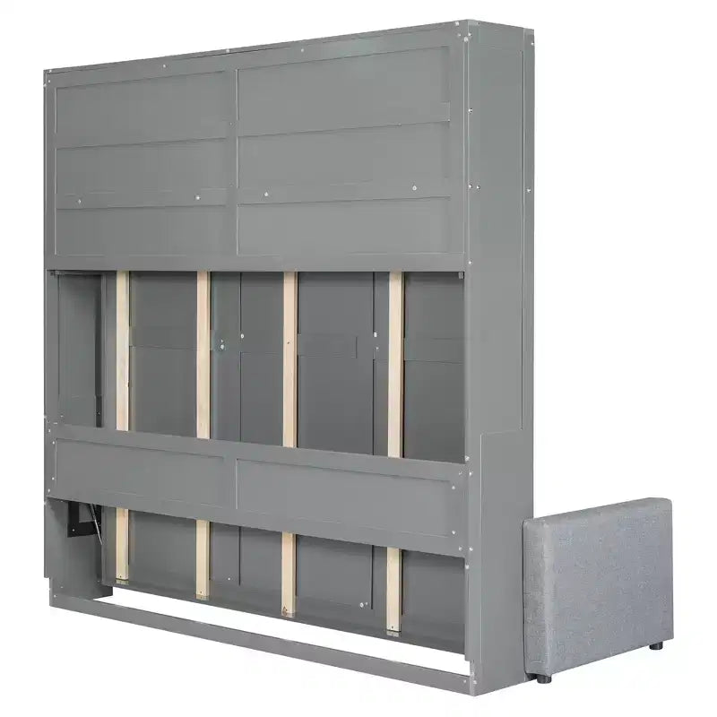 Queen Size Murphy Bed Wall Bed with 4-Seater Sofa and Storage Shelves-ModernLuxe