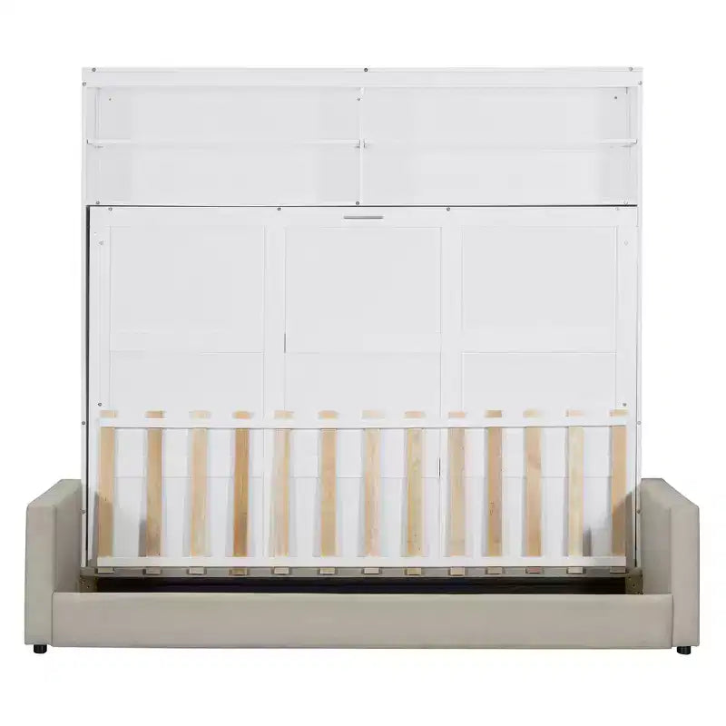 Queen Size Murphy Bed Wall Bed with 4-Seater Sofa and Storage Shelves-ModernLuxe