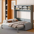 Queen Size Murphy Bed Wall Bed with 4-Seater Sofa and Storage Shelves-ModernLuxe