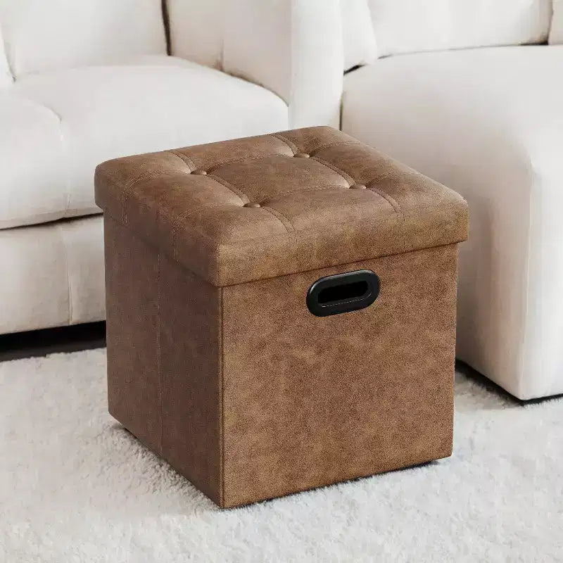 15 Ottoman with Storage, Folding Footstool, Storage Ottoman Bench, Cube Storage Chest Bedroom Bench with Storage 660 lb Load Capacity