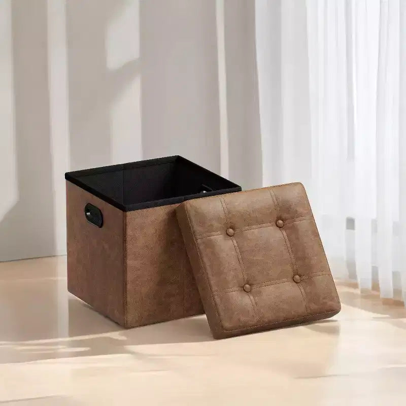 15 Ottoman with Storage, Folding Footstool, Storage Ottoman Bench, Cube Storage Chest Bedroom Bench with Storage 660 lb Load Capacity