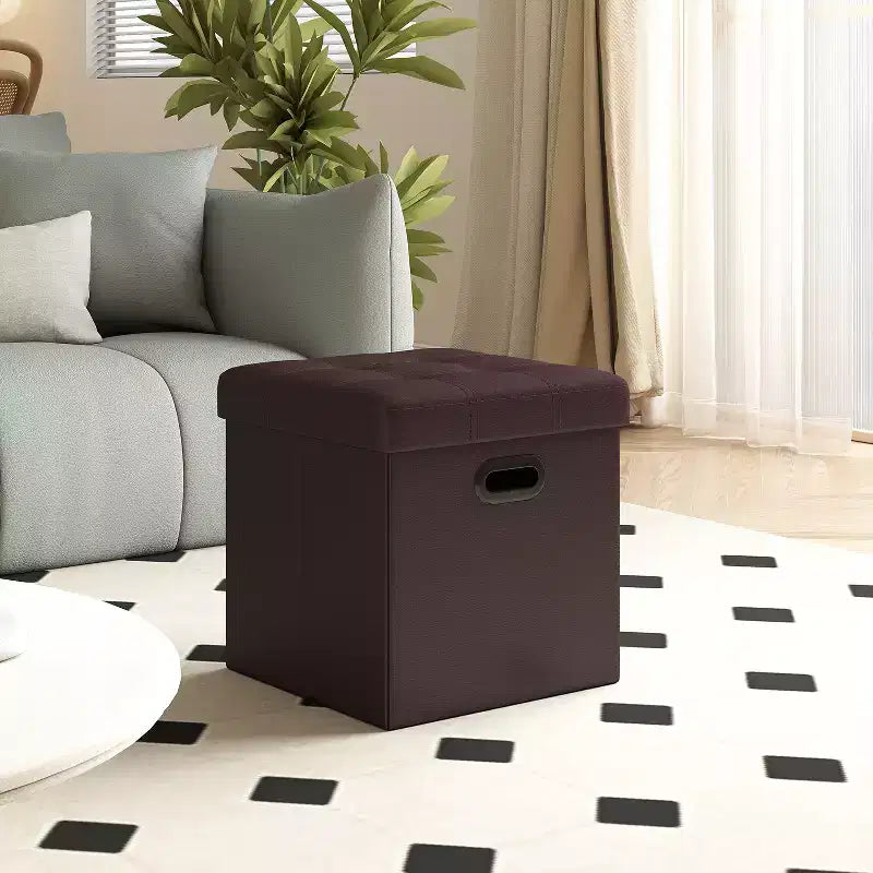 15 Ottoman with Storage, Folding Footstool, Storage Ottoman Bench, Cube Storage Chest Bedroom Bench with Storage 660 lb Load Capacity