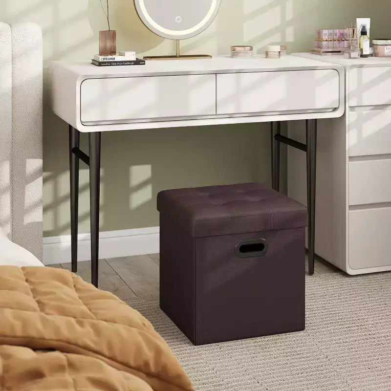 15 Ottoman with Storage, Folding Footstool, Storage Ottoman Bench, Cube Storage Chest Bedroom Bench with Storage 660 lb Load Capacity