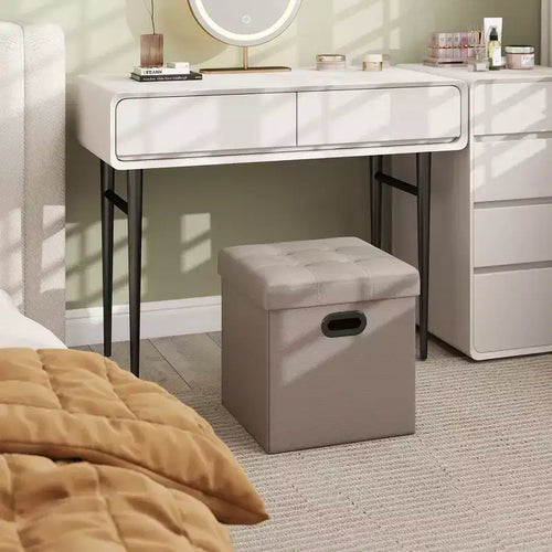 15 Ottoman with Storage, Folding Footstool, Storage Ottoman Bench, Cube Storage Chest Bedroom Bench with Storage 660 lb Load Capacity