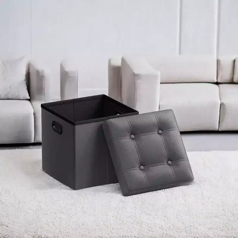15 Ottoman with Storage, Folding Footstool, Storage Ottoman Bench, Cube Storage Chest Bedroom Bench with Storage 660 lb Load Capacity