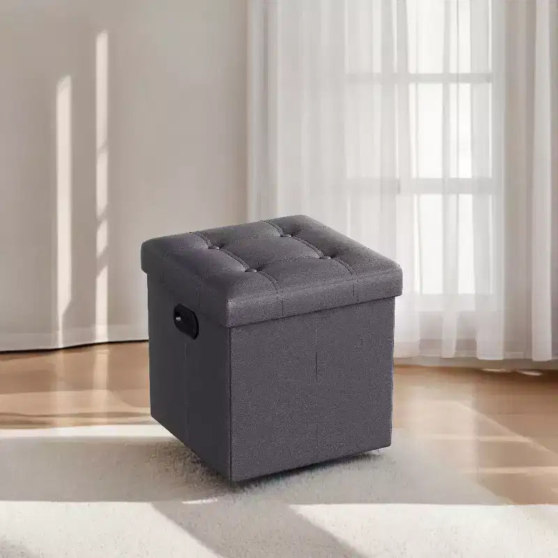 15 Ottoman with Storage, Folding Footstool, Storage Ottoman Bench, Cube Storage Chest Bedroom Bench with Storage 660 lb Load Capacity