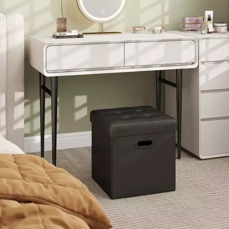 15 Ottoman with Storage, Folding Footstool, Storage Ottoman Bench, Cube Storage Chest Bedroom Bench with Storage 660 lb Load Capacity