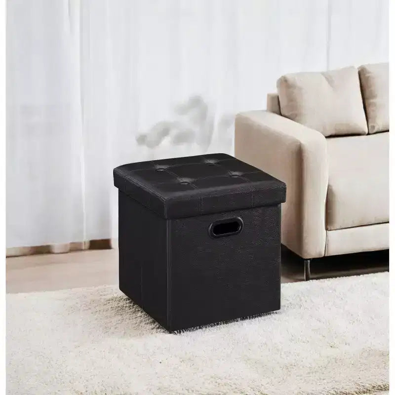 15 Ottoman with Storage, Folding Footstool, Storage Ottoman Bench, Cube Storage Chest Bedroom Bench with Storage 660 lb Load Capacity