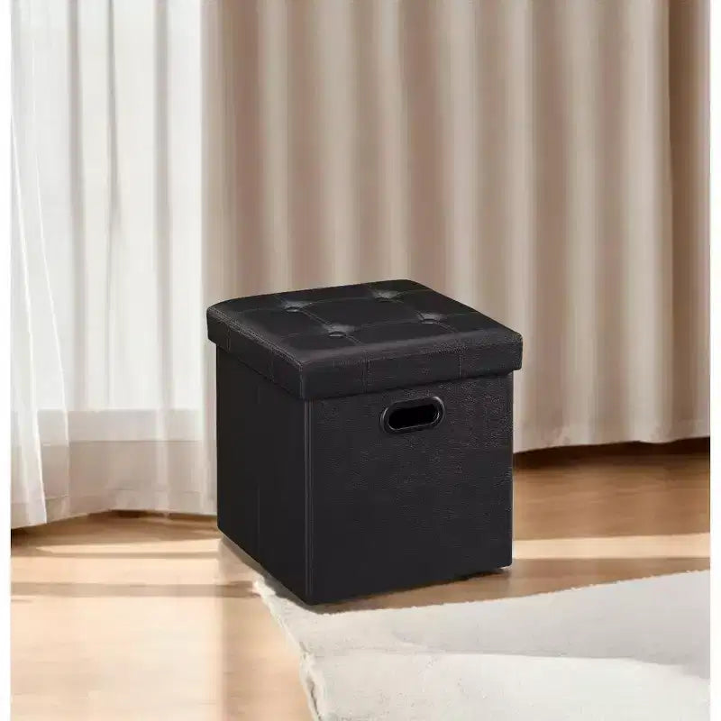 15 Ottoman with Storage, Folding Footstool, Storage Ottoman Bench, Cube Storage Chest Bedroom Bench with Storage 660 lb Load Capacity