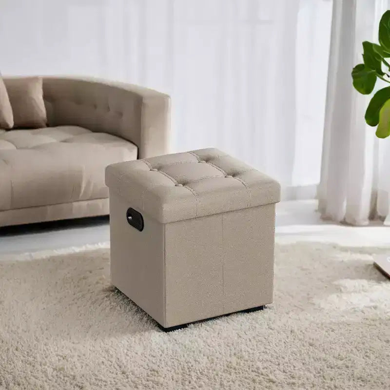 15 Ottoman with Storage, Folding Footstool, Storage Ottoman Bench, Cube Storage Chest Bedroom Bench with Storage 660 lb Load Capacity