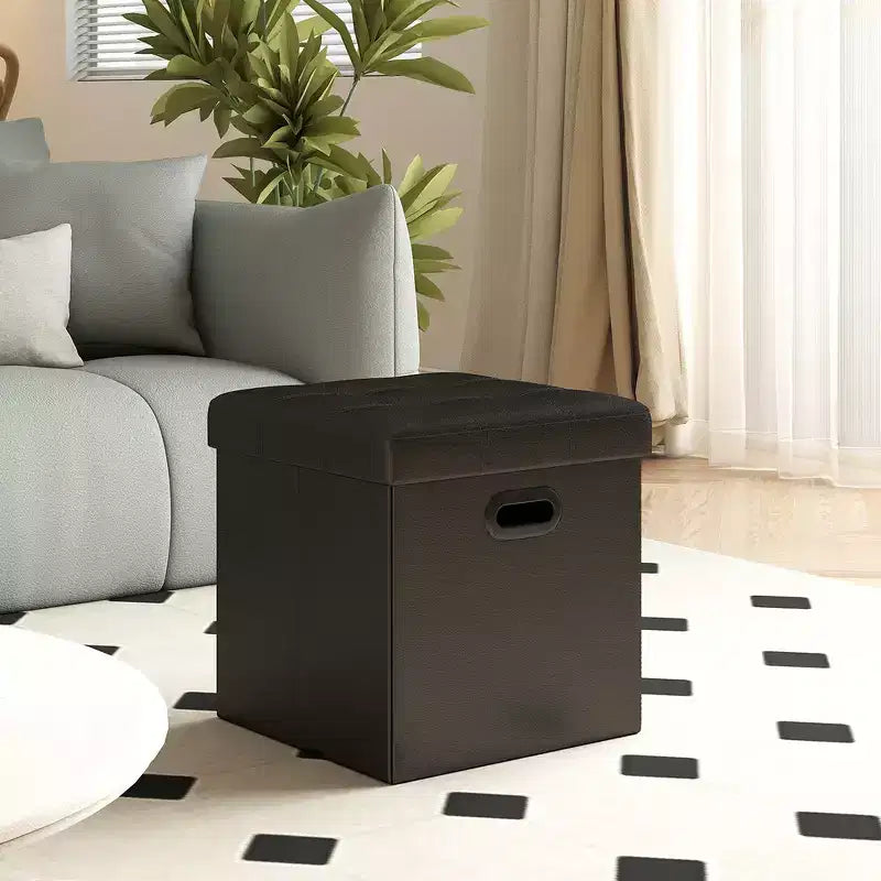 15 Ottoman with Storage, Folding Footstool, Storage Ottoman Bench, Cube Storage Chest Bedroom Bench with Storage 660 lb Load Capacity
