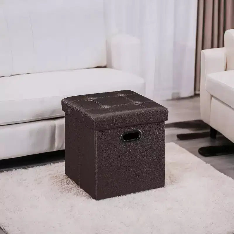 15 Ottoman with Storage, Folding Footstool, Storage Ottoman Bench, Cube Storage Chest Bedroom Bench with Storage 660 lb Load Capacity