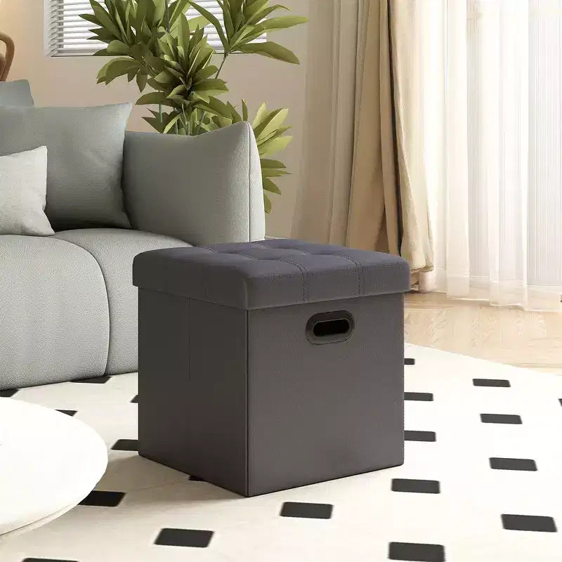 15 Ottoman with Storage, Folding Footstool, Storage Ottoman Bench, Cube Storage Chest Bedroom Bench with Storage 660 lb Load Capacity