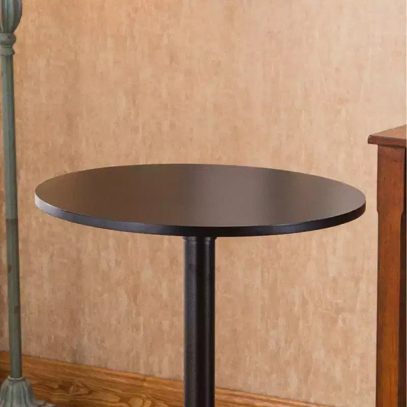 Roundhill Furniture Belham Black Round Adjustable Metal Base Bar Table