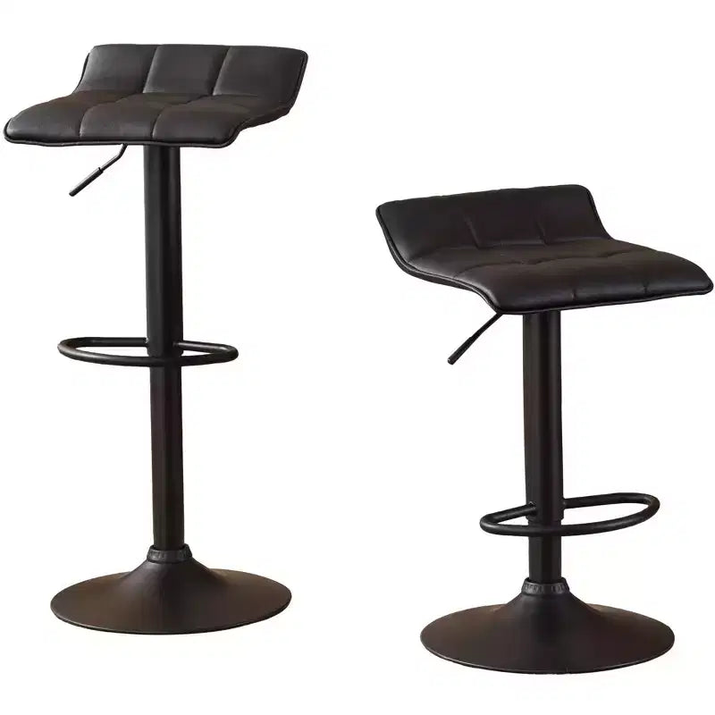 Roundhill Furniture Belham Swivel Bonded Leather Adjustable Bar Stool, Black, Set of 2