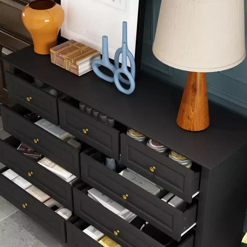 Famapy 9 Drawer Dresser Classic Style Metal Button Handles 5 Support Legs