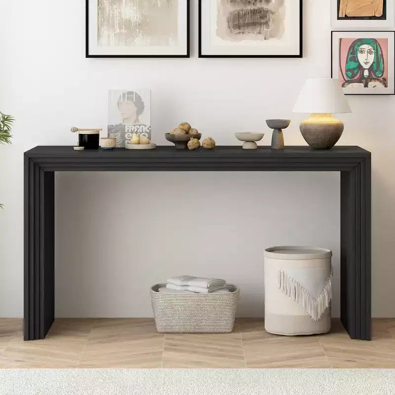 59.2W Modern Style Console Table with Paulownia Solid Wood Veneer, Suitable for Foyer, Living Room or Entryway - ModernLuxe