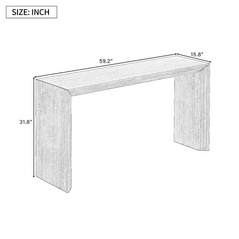 59.2W Modern Style Console Table with Paulownia Solid Wood Veneer, Suitable for Foyer, Living Room or Entryway - ModernLuxe