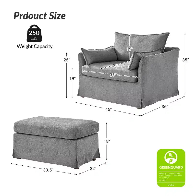 Nat Slipcovered Armchair with Ottoman | HULALA HOME
