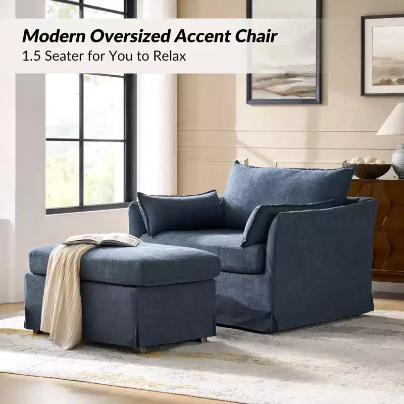 Nat Slipcovered Armchair with Ottoman | HULALA HOME