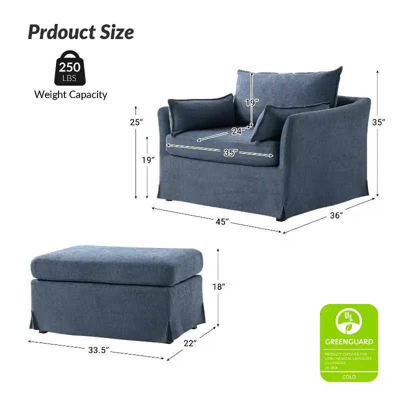 Nat Slipcovered Armchair with Ottoman | HULALA HOME